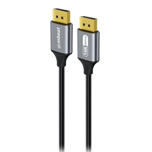 mbeat Tough Link 1.8m 16K DP to DP Cable - Space Grey 40Gbps 180cm × 2.2cm × 1.10cm