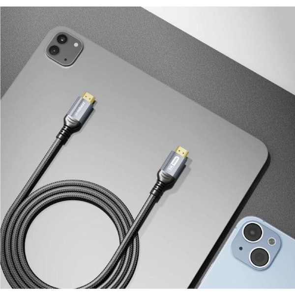 mbeat Tough Link 1.5m Certified 8K HDMI Cable - Space Grey HDMI 2.1 (male) to HDMI 2.1 (male) 50cm × 2.02cm × 1.13cm