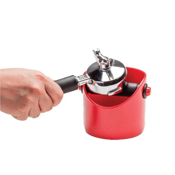 Dreamfarm Grindenstein Space-Saving Coffee Knock Box Bin For Grinds Red