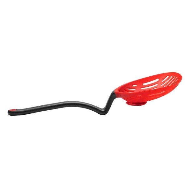 Dreamfarm Big Lestrain Drip-Catching Sit-Up Serving Straining Spoon 33cm Red