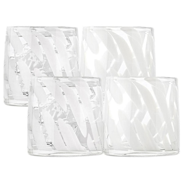 4pc Ecology Camille Soda Lime Glass Tumblers Drinking Cups 260ml White