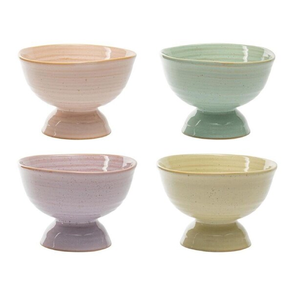 4pc Ecology Glaze Stoneware Ottawa Coupes 13cm Midday, Ginko, Pink Salt, Iris