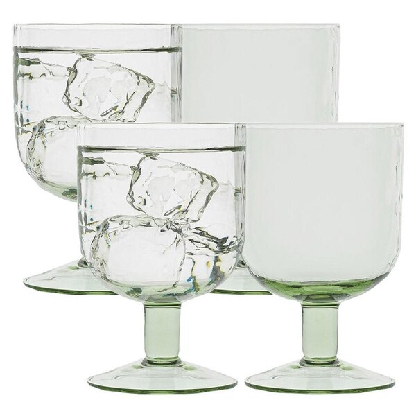 4pc Ecology Equinox Soda Lime Glass Goblets Drinking Cups 300ml Sea Mist