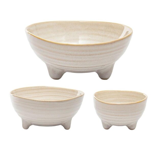 3pc Ecology Reactive Glaze Stoneware Ottawa Nesting Bowls Set 8/12/16cm White