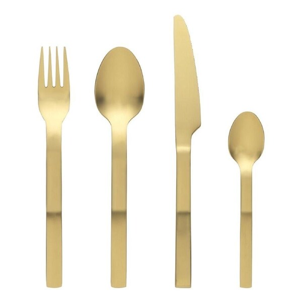 16pc Ecology Forge Stainless Steel Mixed Kitchen Cutlery Set Matte Gold