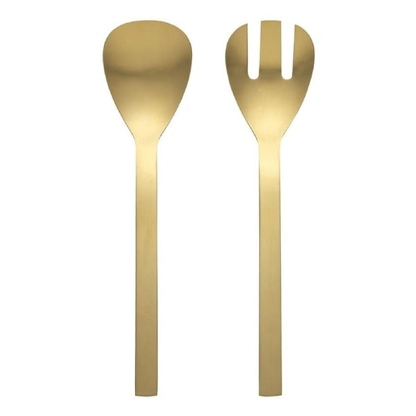 2pc Ecology Forge Stainless Steel Kitchen Salad Servers Set Matte Gold