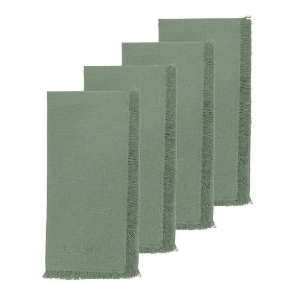 4pc Ecology 100% Cotton Fray Reusable Napkin Serviettes 45x45cm Midday