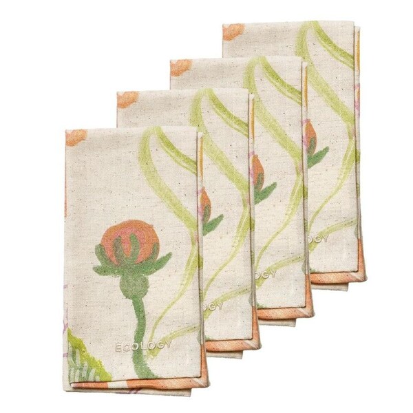 4pc Ecology Hand-Painted Midsummer Cotton/Linen Napkins 180gsm 45x45cm