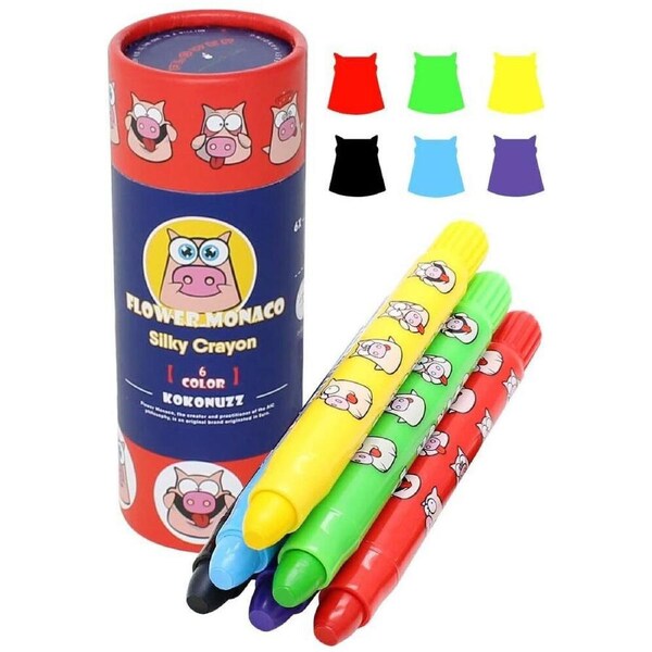 6pc Flower Monaco Silky Crayons Coloring Fun Art & Craft Kids/Children - 3y+