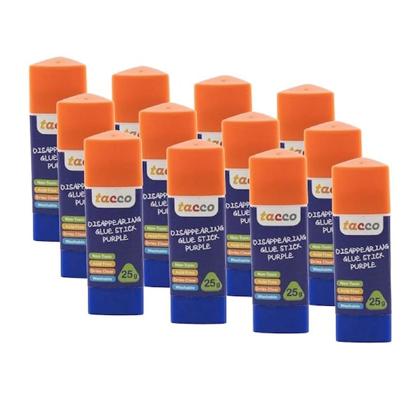 12pc Tacco Glue Stick Purple Craft Adhesive Art & Kids/Children - 3y+