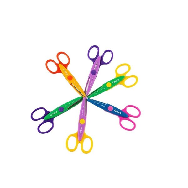 6pc Tacco Zig Zag Scissors 6 pack Crafting Art & Craft Kids - 3y+ - Assorted