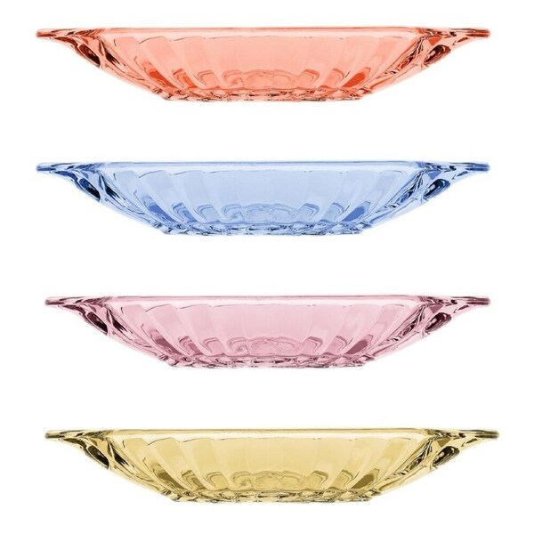 4pc Porto Soda Lime Glass Banana Split Dishes 150ml Citron, Ruby, Sky, Rose