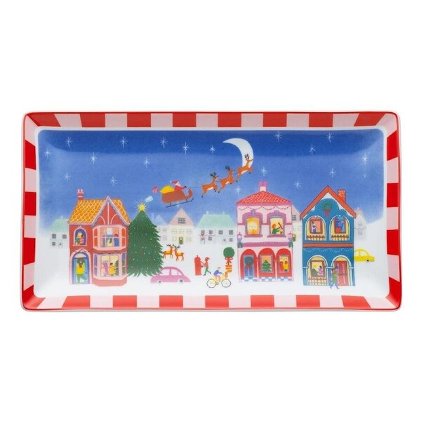 Porto Porcelain Backstamp Night Before Rectangle Platter 29cm Multi-Coloured