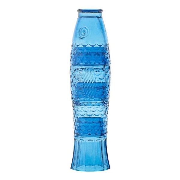 4pc Porto Mare Fish-Shaped Soda Lime Glass Tumblers Cups 210ml Blue