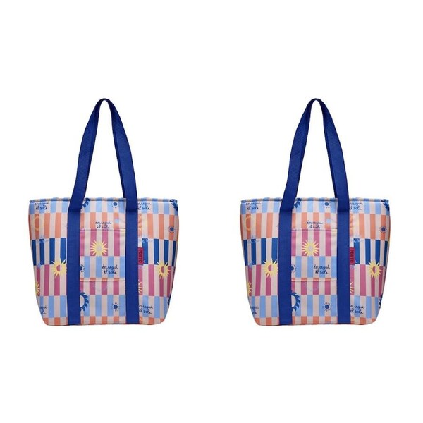 2PK Porto Sole Insulated Tote Cooler Carry Bag 48x17x38.5cm Multi-Coloured