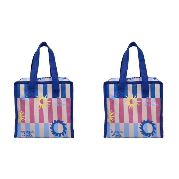 2PK Porto Sole Insulated Lunch Cooler Carry Bag 22x22x13cm Multi-Coloured