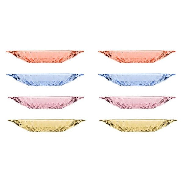 2x 4pc Porto Soda Lime Glass Banana Split Dishes 150ml Citron, Ruby, Sky, Rose