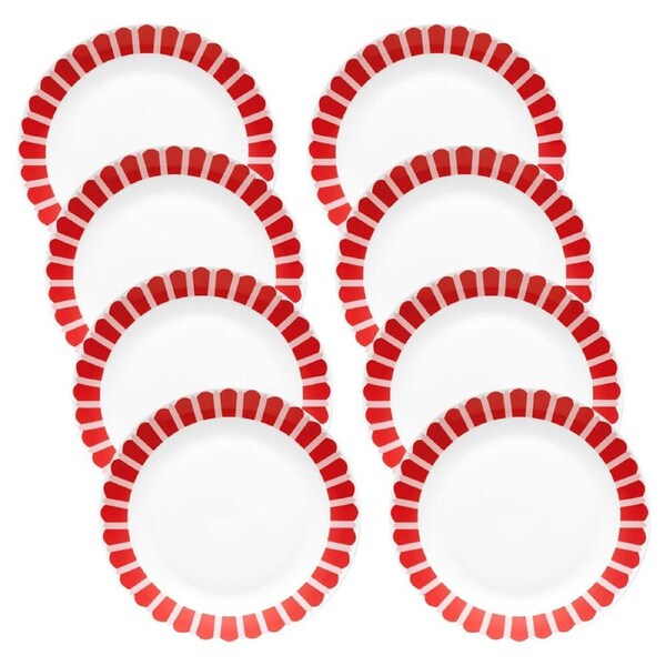 8PK Porto Porcelain Backstamp Night Before Christmas Dinner Plate 27cm Red