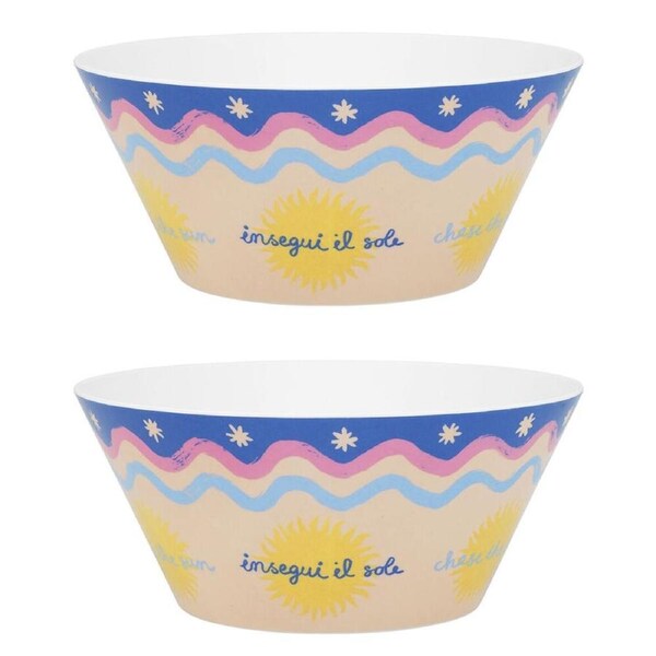 2PK Porto Sole Outdoor Entertaining Round Serving Bowl 25.7cm Multi-Coloured