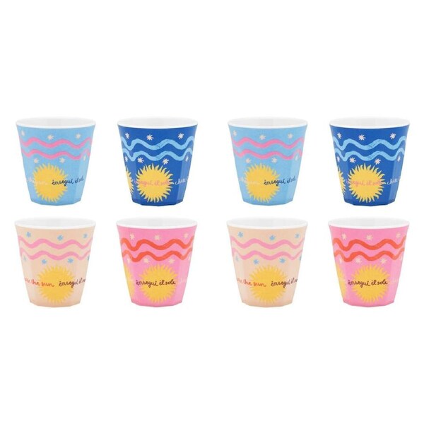 2x 4pc Porto Sole Outdoor Entertaining Tumblers 250ml Blush, Sea, Indigo, Pink