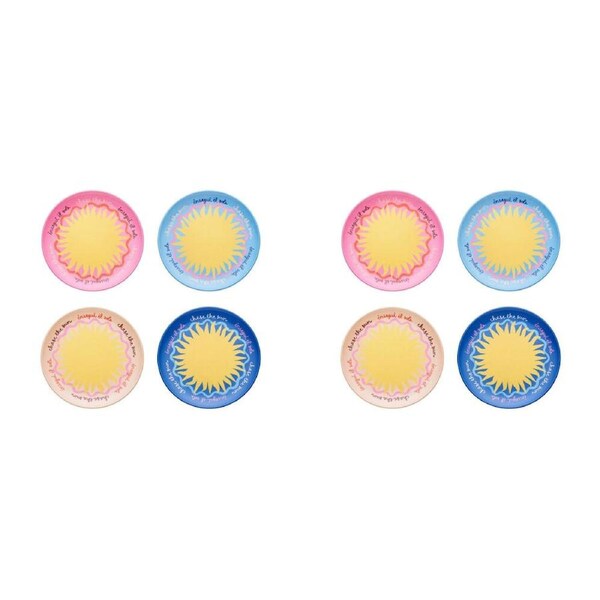 2x 4pc Porto Sole Outdoor Entertaining Side Plates Blush, Sea, Indigo, Pink