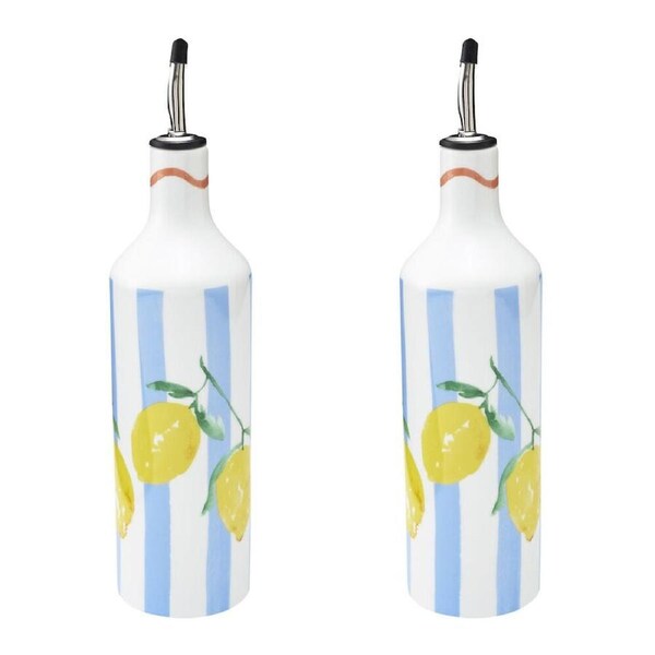 2PK Porto Limone Stoneware Kitchen Oil Storage Bottle 700ml Multi-Coloured