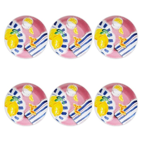 6PK Porto Porcelain Positano Round Kitchen Dinnerware Side Plate 20cm Summer