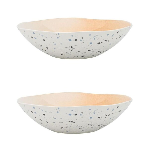 2PK Ecology High Gloss Glaze Stoneware Dusk Round Serving Bowl 22cm Pink