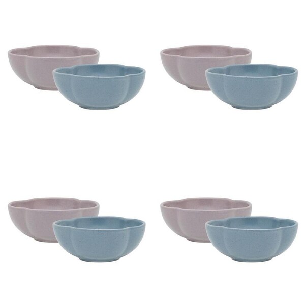 4x 2pc Ecology Matte Glaze Porcelain Bloom Round Dip Bowls 8cm Iris, Twilight