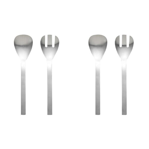 2x 2pc Ecology Forge Stainless Steel Kitchen Salad Servers Brushed Silver