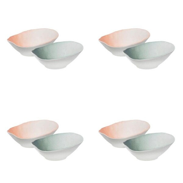 4x 2pc Ecology Reactive Glaze Porcelain Oyster Dip Bowls 10cm Pink Salt, Meadow