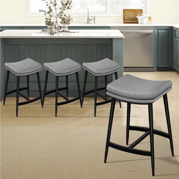 4x ALFORDSON Bar Stools 66cm Metal Barstool Fabric Light Grey