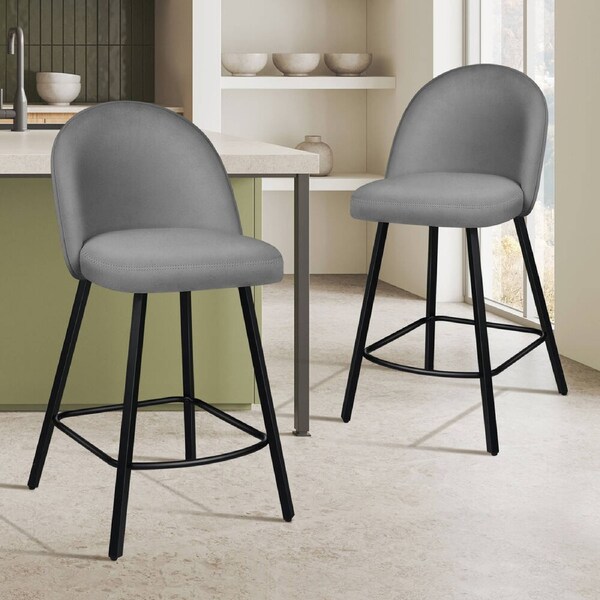 2x ALFORDSON Bar Stools Velvet Chair Grey