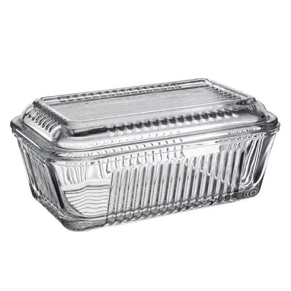 Pasabahce 480ml Kitchen Butter Dish Keeper Glass Container Storage Holder Clear