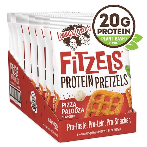 Lenny & Larry's Pizza Palooza FITZELS High Protein Plant Based Pretzels (Box of 8 Bags)