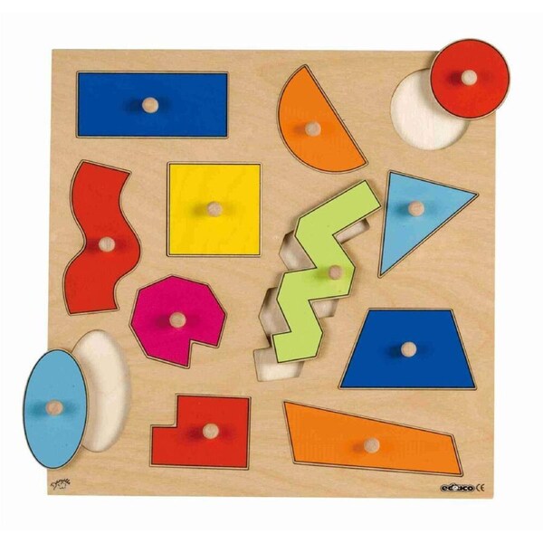 12pc Educo Inlay Board Puzzle Geometric Shapes Educational Play Toy Kids - 3y+
