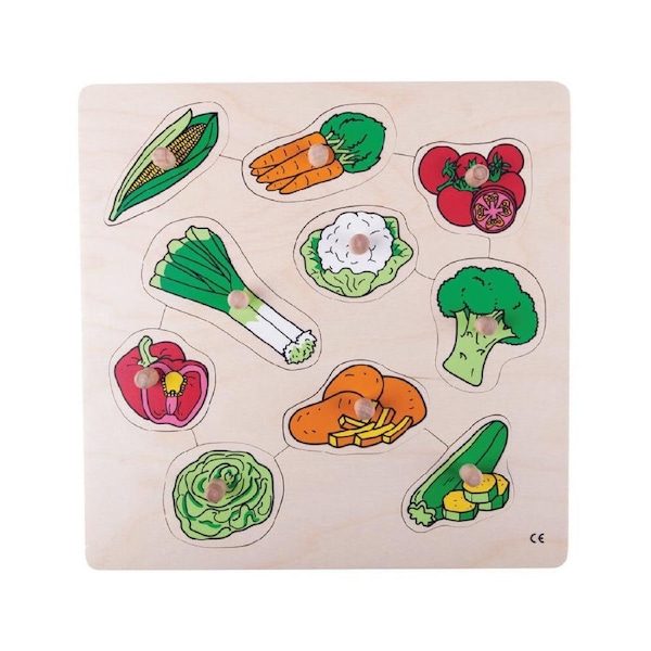 Educo Inlay Board Puzzle Vegetables Motor Skills Educational Toy Kids - 3y+