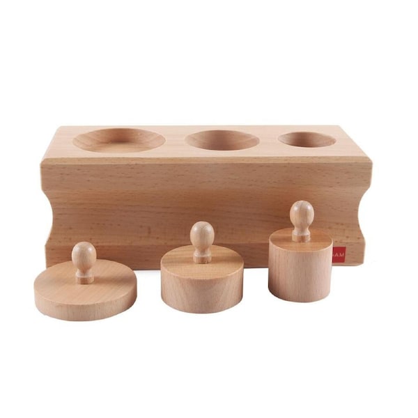 Gam Montessori 0-3 Cylinder Block #3 Wooden Educational Toy Brown Kids - 3y+