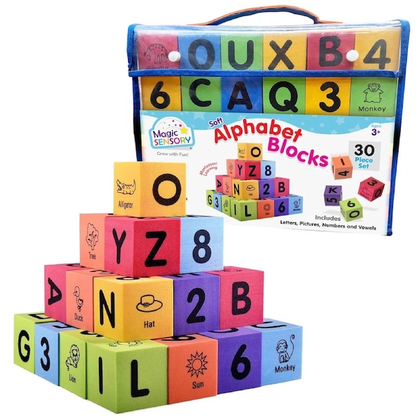 Magic Sensory Soft Alphabet and Numbers Foam Blocks 30 Piece Set