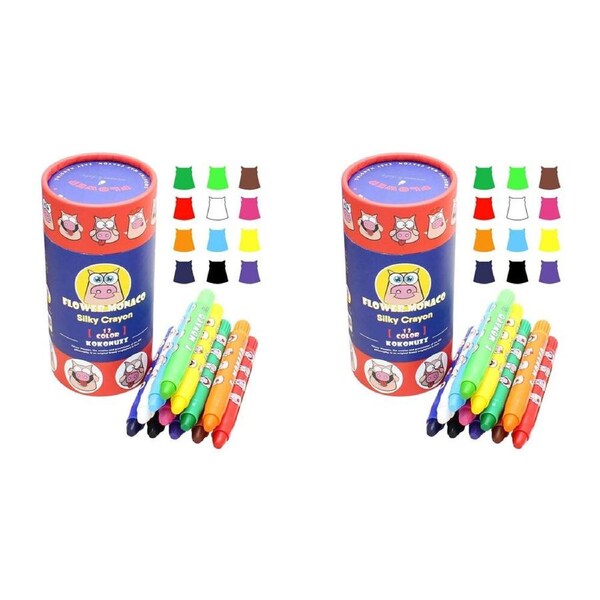 2x 12pc Flower Monaco Silky Crayons Coloring Tools Art & Craft Kids - 3y+