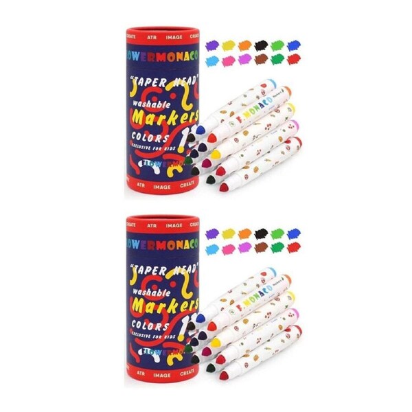 2x 24pc Flower Monaco Taper Head Washable Markers Art & Craft Kids - 3y+