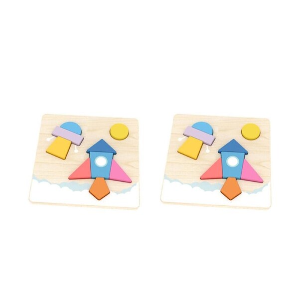 2PK Educare Shape Puzzle Wooden Shape/Colour Recognition Kids/Children - 3y+