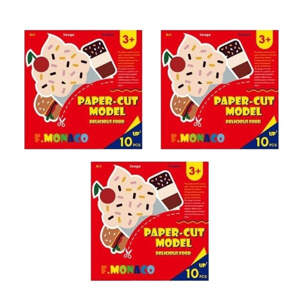 3x 60pc Flower Monaco Paper-Cut Delicious Food Craft Kit Toy Kids - 3y+