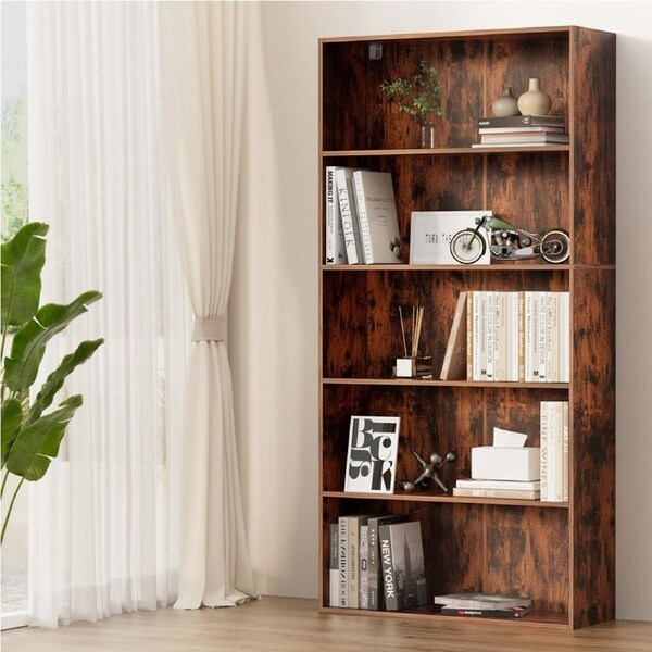 Artiss 170cm 5 Tiers Bookshelf Walnut