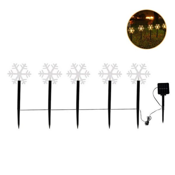 JOYBUY 5&nbsp;Pc Snowflake Solar Pathway Lights with Stake for Christmas Garden Decor