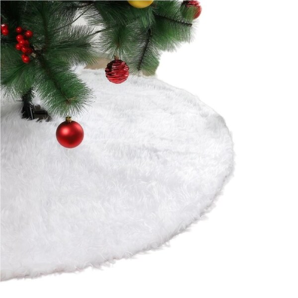 JOYBUY White Faux Fur Christmas Tree Skirt 120 cm for Xmas Decoration