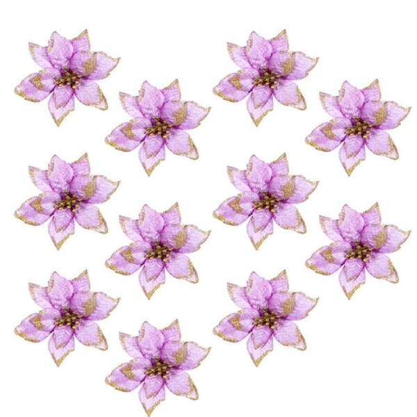 JOYBUY Purple Phnom Penh Small Flower Christmas Tree Decoration - 12 Pack