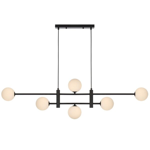 Pavia TFS Black Frame Modern Ceiling Lamp with Opal Matt Glass Shades