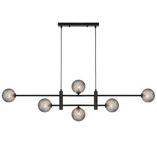 Lodi TFS Black Frame Statement Chandelier with Smoke Tear Glass Look