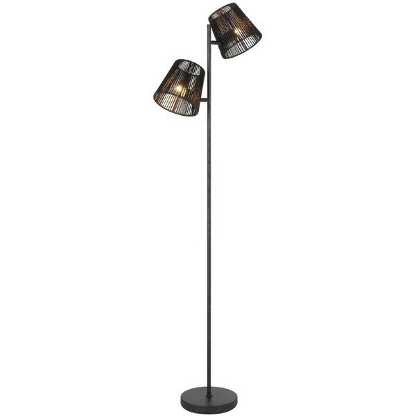 Potenza TFS Gun Metal Floor Light with Black String Shade and Foot Switch